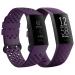 Qimela Replacement Watch Strap Compatible with Fitbit Charge 3/Fitbit Charge 4 Bands for Women Men, Liquid Silicone Sport Classic Wristbands 2 Pack (Purple, Large) Purple Large