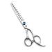 Moontay Professional Dog Grooming Straight, Curved, Thinning/Blending/Chunking Scissors Kit, JP-440C Stainless Steel Pet Cat Hair Cutting/Trimming Shears, Silver 7" (17-Tooth Chunker)