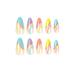 Buy Justotry 24-Piece Multi-Colored Almond & French Artificial Nails | Press-On Acrylic Fingernails for Women - Rainbow Swirl Design - Buy Online on GoSupps.com