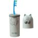 Lovoo dental travel container-light toothbrush toothpaste set organizer in a cartoon look dust-tight toothbrush cover for children and green