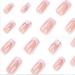 Foccna 3D Flower Fake Nails - Square Pink French Press on Long Nails with Rhinestones | 24pcs Glossy Artificial Nail Tips for Women & Girls - Buy Online on GoSupps.com