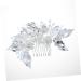 DOITOOL Straight Teeth Comb Simple Side Comb Bridal Veil Comb for Bridal Leaf Comb Metal Comb Silver Barrettes Wedding Veils Rhinestone Headpiece The Flowers Bride - Buy Online on GoSupps.com