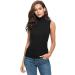 Angxiwan Women's Slim Fit Turtleneck Tank Top - Sleeveless Solid Color Blouse | Black XL - Buy Online on GoSupps.com
