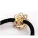 Korean Style Gold Plated Crystal Rhinestone Flower Hair Tie Set - 2 Pcs | Elastic Ponytail Holder Hair Accessories in Gold & Silver - Buy Online on GoSupps.com