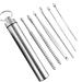 6Pcs Stainless Steel Ear Wax Remover Tool Collector Spiral Turn Ear Pick Earpick Ear Clean Spoon Portable ear cleaning tool set - (Color: H - 6pcs)