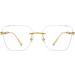 LJCZKA Blue Light Blocking Glasses for Men & Women - Square Rimless Metal Frame Eyeglasses | Anti-Eye Strain Computer Glasses in Silver - Buy Online on GoSupps.com