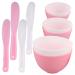 Vaguelly Bol de M lange Silicone pour Masque Facial Souple Applicateur Compact pour Usage Domestique et Voyage Ensemble DIY de Rose et Blanc