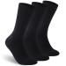 Facool Diabetic Socks for Men Women Merino Wool Non-Binding Top Crew Socks with Cushion Sole Seamless Toe 3 Pairs Black X 3 X-Large