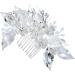 DOITOOL Straight Teeth Comb Simple Side Comb Bridal Veil Comb for Bridal Leaf Comb Metal Comb Silver Barrettes Wedding Veils Rhinestone Headpiece The Flowers Bride - Buy Online on GoSupps.com