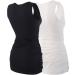 ZUMIY Maternity Nursing Top - Women's Cotton V Neck Ruched Waist Double Layered Tank - Black+White 2-Pack - Size L - Buy Online on GoSupps.com