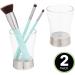MDesign Set of 2 Decorative Toothbrush Cups BPA-Free Rustproof Bathroom Holder for Razors & Cosmetics in Transparent/Matt Silver - Buy Online on GoSupps.com