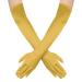 NQEUEPN Women Long Gloves Long Elbow Satin Gloves 21" Stretchy 1920s Opera Gloves Hand Care Moisturizing Gloves for Women Girls Evening Party Dance (Gold)