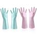 Riisoyu Dishwahing Gloves 2 Pairs Reusable Household Gloves 32cm Long Skin-Friendly Cleaning Gloves Rubber Cleaning Gloves with Cotton Flocked Liner for Kitchen Painting Gardening Pet Care