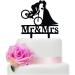 Bicycle Kissing Bride and Groom Wedding Cake Topper Black Acrylic Mr & Mrs Wedding Cake Topper Funny Wedding Cake Topper Bridal Shower Cake Topper