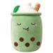 BoBa Plushie Bubble Tea Plushi Fruit Plush Pillow Ice Cream Plush Pillow Cushion Stuffed Animal Pillow Skin-friendly Comfortable Cushion Cuddle Hugging Pillow Fluffy Toy Pillow Milk Tea Cushion 24cm Green