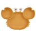 Vicloon Baby Suction Plate Baby Plate Silicone Suction Toddler Plates Self Feeding Training Divided Plate Non Slip Silicone Baby Weaning Plate for Most Highchairs Trays (Brown-Yellow)