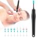 Q Grips Ear Wax Remover Soft Spiral Earwax Removal Tool with 16 Replacement Heads Safe Reusable Ear Wax Removal Kit for Gift Set (Black)