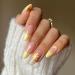 French Tip Press on Nails - Mid Length Press On Nails with Nail Tips Yellow Small Flower False Nail almond shaped Design press on nails Acrylic False Nails Cute Artificial Nails