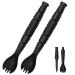 Tactical Spork, Tactical Spork Spoon Combo, 3 in 1 Tactical Camping Utensils, Camping Gear & Backpacking Gear, 2 Pack, Black