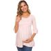 Love2Mi Women Maternity Blouse XL Pink Stripe | Pregnancy Shirt 3/4 Bell-Sleeve | Striped Maternity Clothes - Buy Online on GoSupps.com