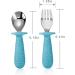 PandaEar 4 Set Baby Toddler Silicone Stainless Steel Utensils Silverware Spoon Fork - BPA Free, Anti-Choke Design (Blue&Grey) - Buy Online on GoSupps.com