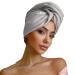 Curly ! 100% Cotton T-Shirt Hair Towel (Pearl Gray) + Reduces Breakage Frizz & Tangles+Perfect for Plopping & Curly Hair Care+Zero Microfiber+Soft+Turban Wrap