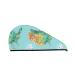 Hair Towel Wrap Hair Drying Towel with Button Towel Turban Head Towel to Dry Hair Quickly (USA Tourist Map)