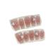 Handmade acrylic pink blush wearable false nails with glue full cover short press on nails lovely girls Nail enhancement (Color : 1 Size : S)