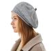 Beret Hat for Women, French Style Beanie Winter Fashion Warm Wool Lining Knit Cap Grey