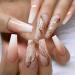 24Pcs Press on Nails Short Fake Nails Acrylic T-Shape False Nails Summer Reusable Artificial Nails for Women Girls A