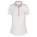 JACK SMITH Womens Golf Shirts Short Sleeve Color Block Snap Sports Polo Shirt Moisture Wicking Lightweight Active Top Large White/Pink Print