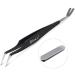 Easyult tick pliers stainless steel 2in1 splinter tweezers tick pliers & tick hooks for humans dogs children reliable against ticks of all size (black) 2-black
