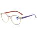 Lanomi fashion women blue light filter Flowers Reading Retro Plastic reading aid visual aid anti -blue light glasses 1.0 2.0 2.5 3.5 4.0 C24 4.0 diopters