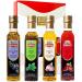 4 Bottle Tasting Set, Gift Box included, Garlic, Rosemary, Basil, Chili Pepper, Naturally Infused Flavored Extra Virgin Olive Oil for Dipping & Tasting, All Natural, Great Corporate Gift, 4 bottles x 8.5 fl.oz (250ml)