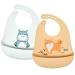 Vicloon Silicone Baby Bib 2PCS Baby Weaning Bibs Adjustable Waterproof Baby Feeding Bibs with Food Catcher Pocket Unisex Soft and Easily Wipe Clean for Infant Toddler Hippo & Puppy Yellow-Green