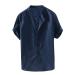 Ykohkofe Men Button Down Shirt Summer Short Sleeve Casual Plain Cotton Linen Shirts Slim Fit Chambray T Shirt Navy Large