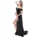 FEOYA Maxi Maternity Dress Chiffon Lace Strapless Gown Split Front for Pregnant Women Photography Full Length Black M