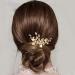 JUSTUSNX Gold Bride Wedding Headpiece Pearl Hair Pins Accessories Bridal Crystal Flower Hair Pieces for Women and Girls