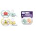 Philips Avent Schnuller Ultra Air 0 to 6 months jaw-friendly and BPA-free 2 pieces & avent Ultra Soft Schnuller 2 Pack-BPA-free pacifier for babies from 0 to 6 months green/orange pastel bundle with pacifier 2-Pack (SCF091/03)