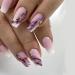 Marble Press on Nails Coffin Short Medium Ombre White Purple Fake Nails with Gold Leaf Design Glue on Nails Acrylic False Nails for Women Girls Gel Stick on Nails for Birthday Wedding 24 Pcs Purple 19 26 Piece Set