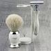 Razor Plane & Pure White Shaving Brush Set - 3 Pieces for Men | Complete Wet Shaving Kit with Stand - Buy Online on GoSupps.com