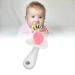 Silicone Baby Teether Stick for 6-12 Months | Easy-to-Clean Teething Toy in Candy Shape | BPA-Free (Pink White) - Buy Online on GoSupps.com