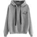 Bigfanshu Women's Sweatshirts Loose Casual Printed Hooded Hoodies Female Pullover Solid Blouse Tops Gray - Buy Online on GoSupps.com