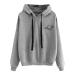 Bigfanshu Women's Sweatshirts Loose Casual Printed Hooded Hoodies Female Pullover Solid Blouse Tops Gray