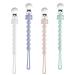UOIXPUHUO 4Pcs Silicone Pacifier Clips for Boys and Girls One Piece Beads Pacifier Holder for Newborn Essentials Food Grade Binky Clip Suitable for All Pacifiers and Teething Toys (4 Colors)