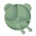 Lanjue Baby Plate Silicone Suction Toddler Plates Baby Weaning Plate Divided Plate with Spoon Fork for Kids High Chairs and Tables (Green)