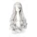 YEESHEDO 32 Silver Grey Long Wavy Curly Cosplay Wig with Bangs - Heat Resistant Synthetic Hair for Women and Girls - Perfect for Party, Costume, Anime, Halloween - Buy Online on GoSupps.com