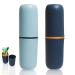 2 Pcs Travel Toothbrush Case Portable Toothbrush Holder, Travel Toothbrush Toothpaste Case with Cup, 7.8 inches Tooth Brush Storage Holder for Traveling, Camping, Business Trip, Home, School, Bathroom Deep Blue-Sky Blue