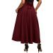 Sanahy Women's High Waist A-Line Maxi Skirt with Pockets - Red - Buy Online on GoSupps.com