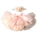 YONKINY Tutu Skirt Newborn Baby Photography Prop Headband Hairband Set Princess Tulle Skirt for Birthday Photography 6 Months Red Peach